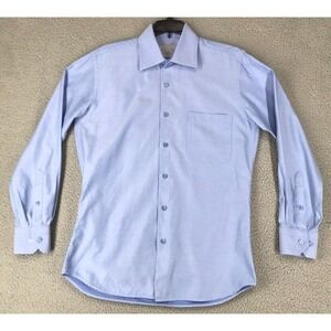 Christopher Lena Shirt Men Size 15 32-33 Modern Fit Long Sleeve Button Up Blue